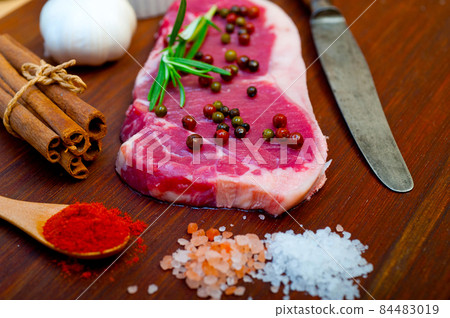 raw uncooked ribeye beef steak butcher selection raw uncooked ribeye beef steak butcher selection 84483019