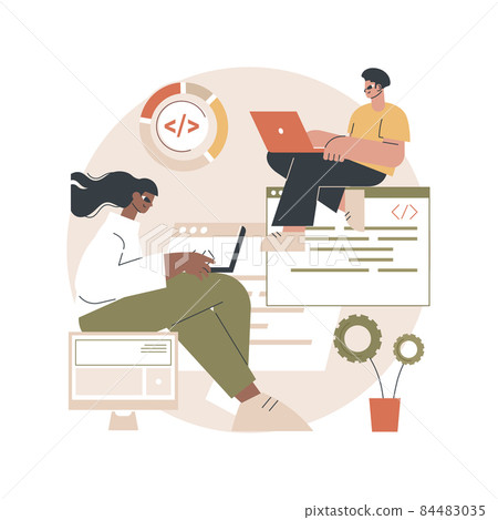 Software development team abstract concept vector illustration. 84483035