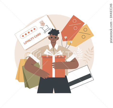 Discount and loyalty card abstract concept vector illustration. 84483146