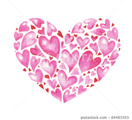 Watercolor illustration material: Heart mark perfect for Valentine's Day Pink multiple 84483503