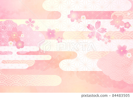 Vector illustration background of Japanese pattern flowers and cherry blossoms 84483505