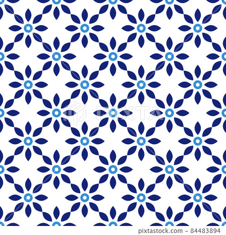 Azulejos portuguese traditional ornamental tile, blue and white seamless pattern Azulejos portuguese traditional ornamental tile, blue and white seamless pattern 84483894