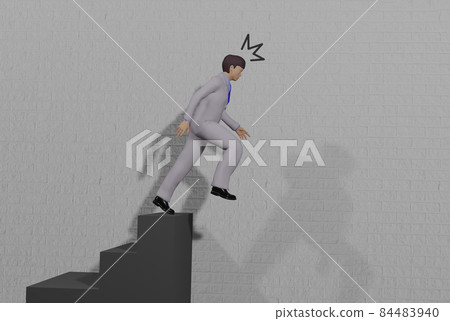 Image of a businessman stepping up to step off the stairs Image of a businessman stepping up to step off the stairs 84483940