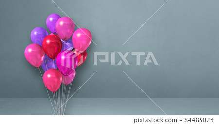 Pink balloons bunch on a grey wall background.... - Stock Illustration ...