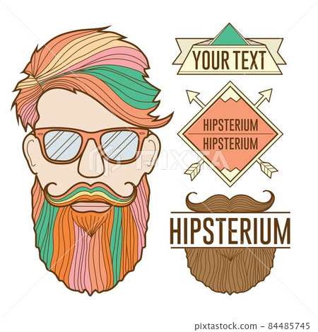 Rainbow colored lgbtq hip man and labels logos illustration 84485745