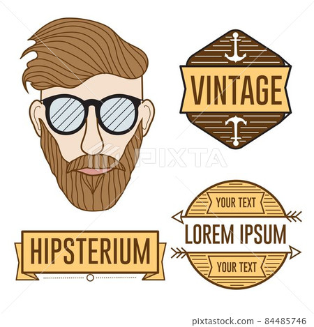 Vector hipster man badges and profile illustration set Vector hipster man badges and profile illustration set 84485746
