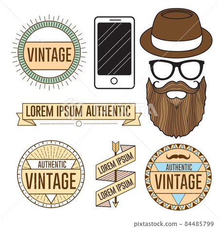 Hip vector outfit and labels logos signage illustration pack Hip vector outfit and labels logos signage illustration pack 84485799