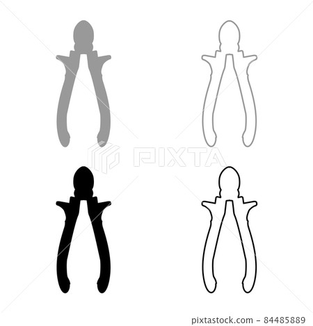 Cutting pliers side cutter hand tools for cutting wires set icon grey black color vector illustration image flat style solid fill outline contour line thin 84485889