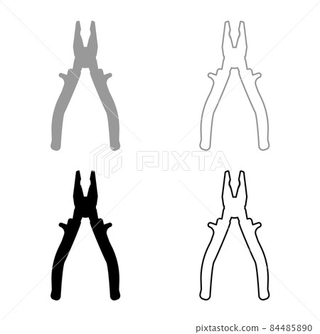 Pliers tool set icon grey black color vector illustration image flat style solid fill outline contour line thin Pliers tool set icon grey black color vector illustration image flat style solid fill outline contour line thin 84485890