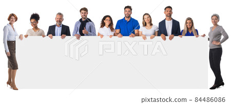 Business people holding banner Business people holding banner 84486086