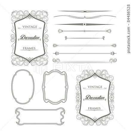 Ornamental vintage victorian vector frames set pack Ornamental vintage victorian vector frames set pack 84486528