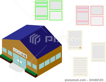 Various Types Of Isometric Office Buildings And... - Stock Illustration ...