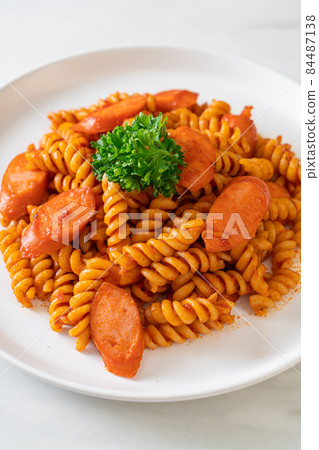 spirali or spiral pasta with tomato sauce spirali or spiral pasta with tomato sauce 84487138