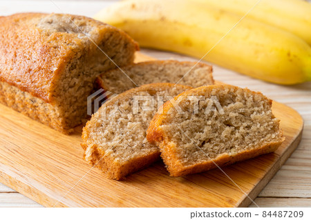 Homemade banana bread sliced Homemade banana bread sliced 84487209