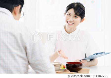 A woman with nutritional guidance 84487799