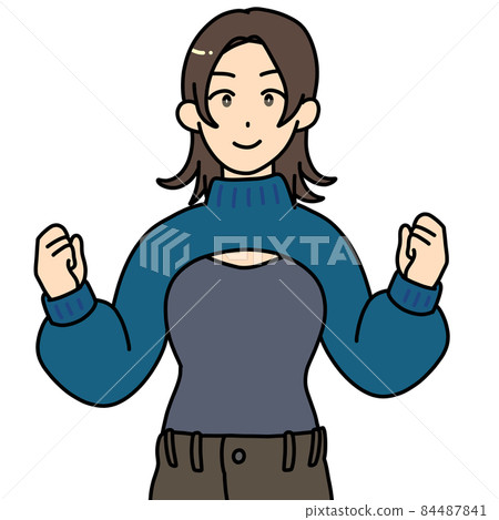 女袖套針織(黑髮) 女袖套針織(黑髮) 84487841