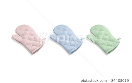 Blank colored oven mitt mock up front, side view Blank colored oven mitt mock up front, side view 84488019