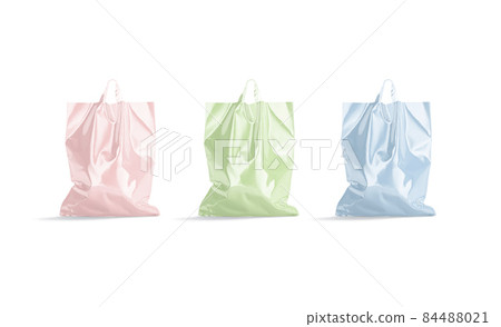 Blank colored full loop handle plastic bag mockup, front view 84488021