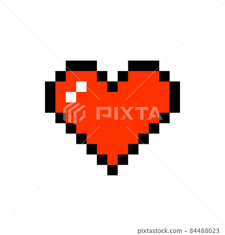 Red heart shape pixel art icon isolated on white - Stock Illustration ...