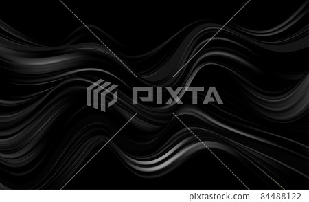 Abstract Waves. Shiny black moving lines design element on dark background for greeting card and disqount voucher. 84488122