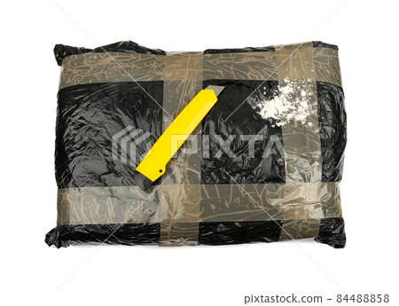 Seized Drug Bag Isolated, Drugs Package, Heroin Bricks, Cocain Pack 84488858