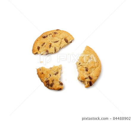 Simple Cookie Isolated, Oatmeal Sugar Bitten Cookies Simple Cookie Isolated, Oatmeal Sugar Bitten Cookies 84488902