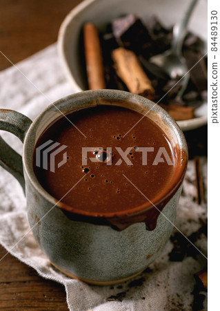 Cup of hot spicy chocolate winter drink 84489130