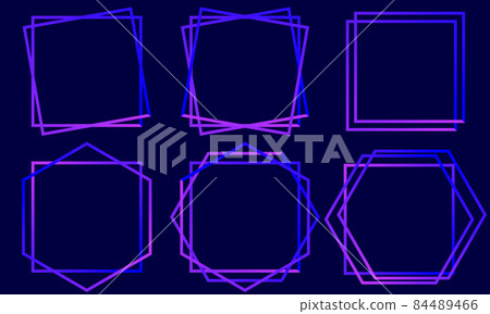 Vector set of neon blue frames of different shapes Vector set of neon blue frames of different shapes 84489466