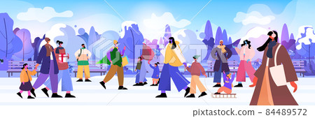 people with children walking in urban park christmas new year holidays celebration concept people with children walking in urban park christmas new year holidays celebration concept 84489572