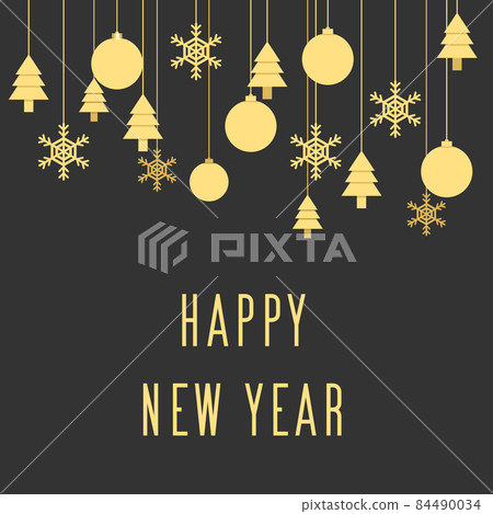 Happy New 2022 Year. Seasons Greetings. Snowflakes ans Light Garlands. Colorful Winter Background. Vector illustration Happy New 2022 Year. Seasons Greetings. Snowflakes ans Light Garlands. Colorful Winter Background. Vector illustration 84490034