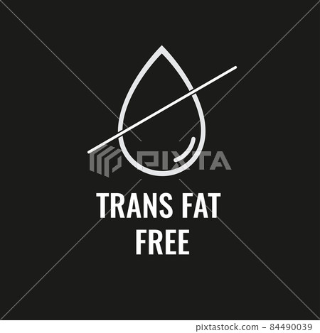 Oil Free or No Trans Fat Food Product Dietary Label Flat Vector Icon for Apps and Websites - Vector 84490039