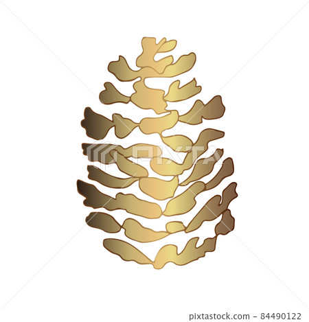 The fir-tree cone is golden. Vector illustration isolated on a white background. For Print and Web Pages The fir-tree cone is golden. Vector illustration isolated on a white background. For Print and Web Pages 84490122