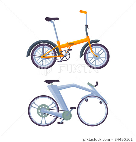 City Street Bicycle or Bike as Pedal-driven Single-track Vehicle with Two Wheels and Frame Vector Set City Street Bicycle or Bike as Pedal-driven Single-track Vehicle with Two Wheels and Frame Vector Set 84490161