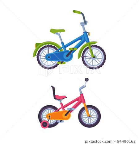 City Street Bicycle or Bike as Pedal-driven Single-track Vehicle with Two Wheels and Frame Vector Set City Street Bicycle or Bike as Pedal-driven Single-track Vehicle with Two Wheels and Frame Vector Set 84490162