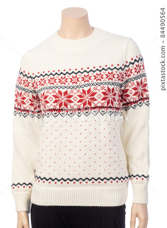 Ladies Nordic style sweater on female mannequin isolated on white 84490564