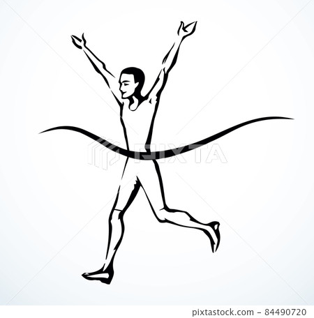 Runner rips the finish line. Vector drawing Runner rips the finish line. Vector drawing 84490720