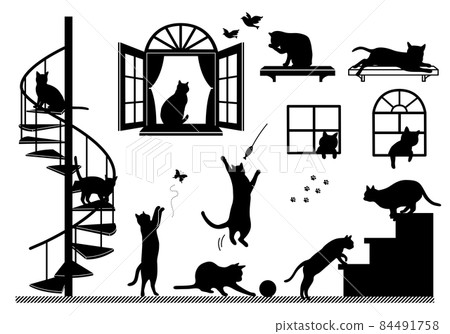 貓剪影牆貼 84491758