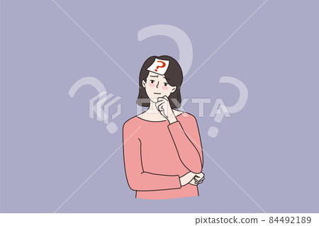 Doubtful woman make decision think of problem solution 84492189