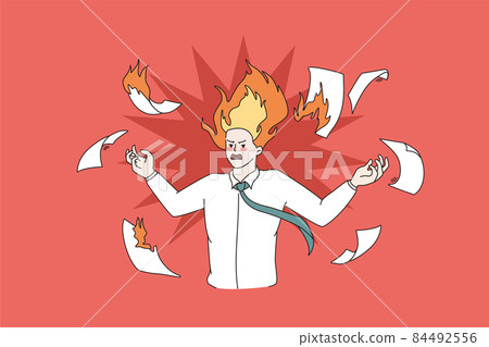Furious man get angry distressed with work deadline 84492556