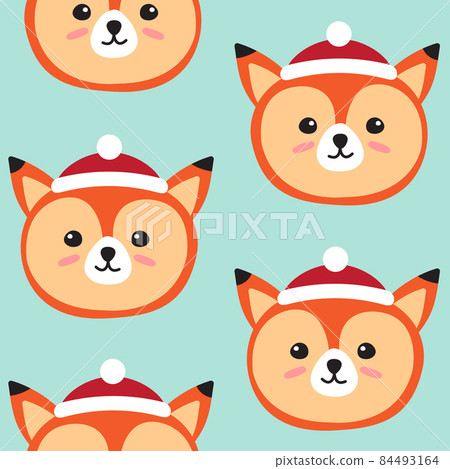 Vector seamless pattern of fox head in hat 84493164