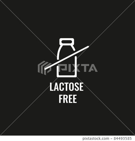 Lactose Free Label. Food intolerance symbols. Lactose intolerance label sign for dairy products. Vector illustration. 84493585