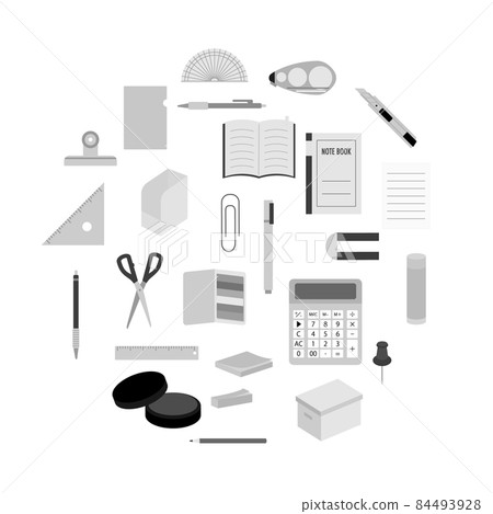 Simple and flat stationery illustration set Simple and flat stationery illustration set 84493928