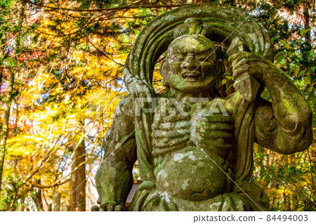 Futagoji Nio statue and autumn leaves 84494003