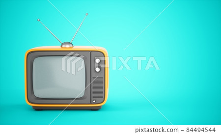 3D Rendering Old Vintage Retro Television isolated on blue background 3D Rendering Old Vintage Retro Television isolated on blue background 84494544