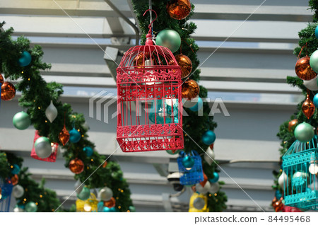 Cage lighting decoration in Christmas celebration vintage design at department store Thailand Cage lighting decoration in Christmas celebration vintage design at department store Thailand 84495468
