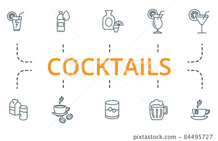 Cocktails icon set. Collection of simple... - Stock Illustration ...