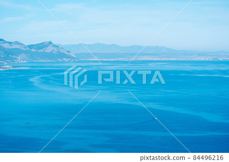 aerial view of blue seascape, panorama of Antalya coastline 84496216