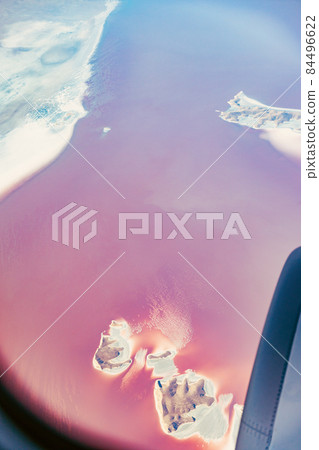 Aerial View Of Lake Urmia From Window Of Plane. Beautiful Lake Urmia Is An Endorheic Salt Lake In Iran. Aerial View Of Jezireye Island-Eshek. West Azerbaijan Province, Iran, Kurdistan 84496622