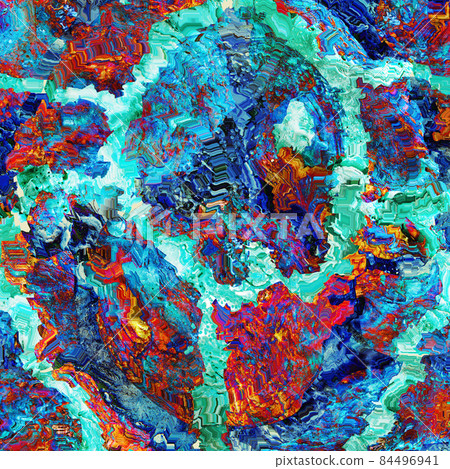 Contemporary art collage, surreal bold design. Composition with sea shells. Awesome surrealism style. Wallpaper layout template for your design. Unusual strange objects. Fancy vibrant texture. 84496941