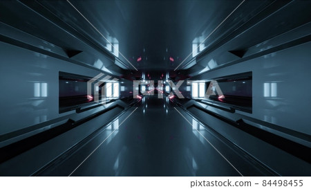 3d illustration of 4K UHD futuristic tunnel with metal walls 84498455